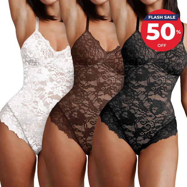 3 Pack - Lace Shapewear Bodysuit with Tummy Control up to 3XL – WomanOcean