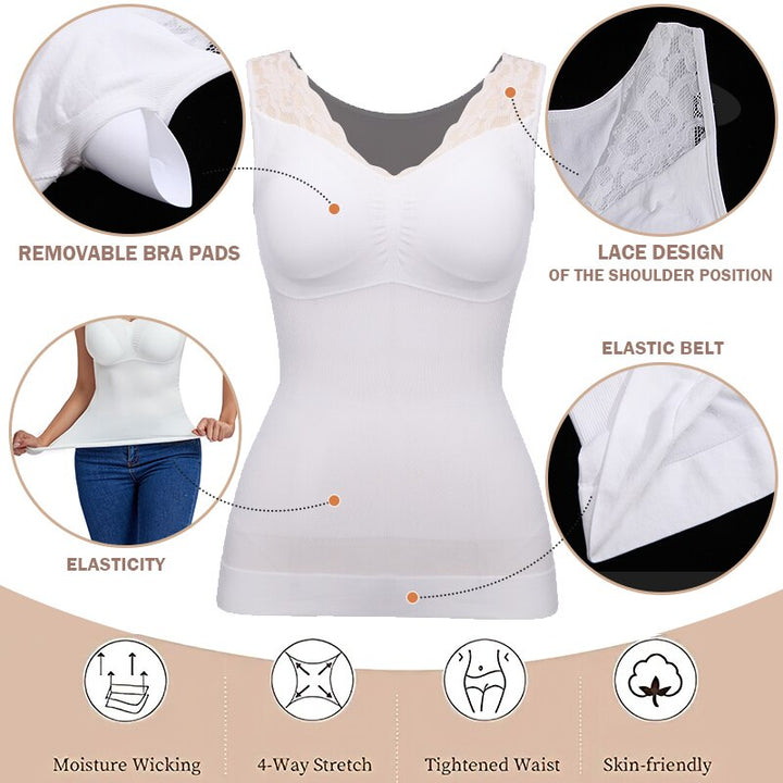 Fashion Women's Tank Top Cami Shaper Removable Pads Tummy Control