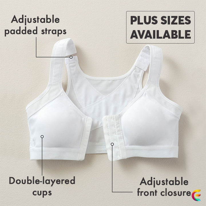 Posture Bra Corrector for Women Full Coverage Front Closure Plus Size Back  Support Body Shaper Bra Under Clothes with Adjustable Straps (129 White, S)  at  Women's Clothing store