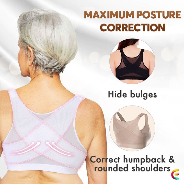 MRULIC bras for women Bra For Seniors Front Closure Posture Corrector Bra  For Women Full Coverage Front Closure Support Bra For Older Women Black +  5XL 