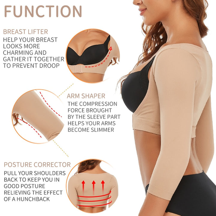 Fashion Arm Slimmer Women Seamless Posture Corrector Shapewear Tops  Shoulder Corrective Seamless Compression Sleeves Back Support